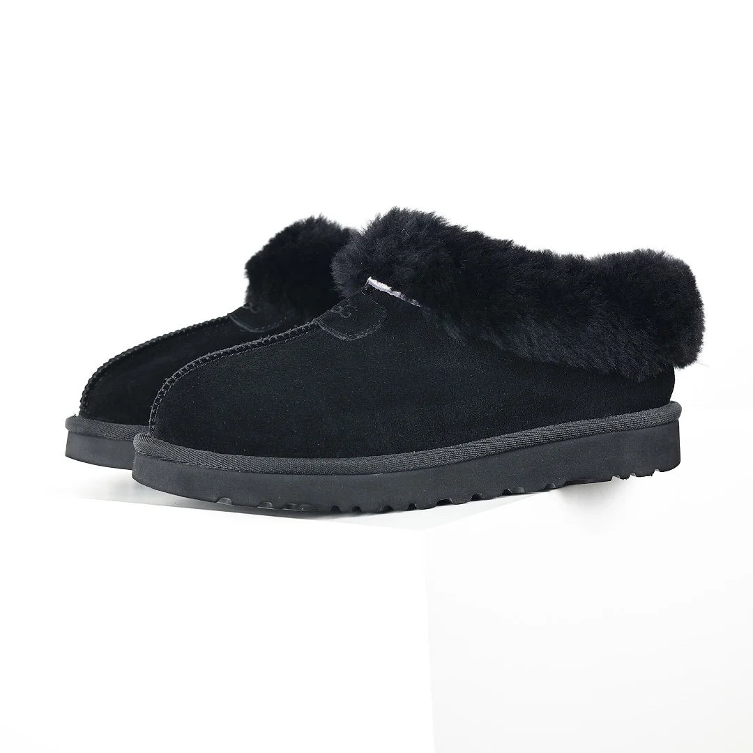 UGG Tazz Slipper – Black | Shearling-Lined Women's Moc-Toe Slip-On