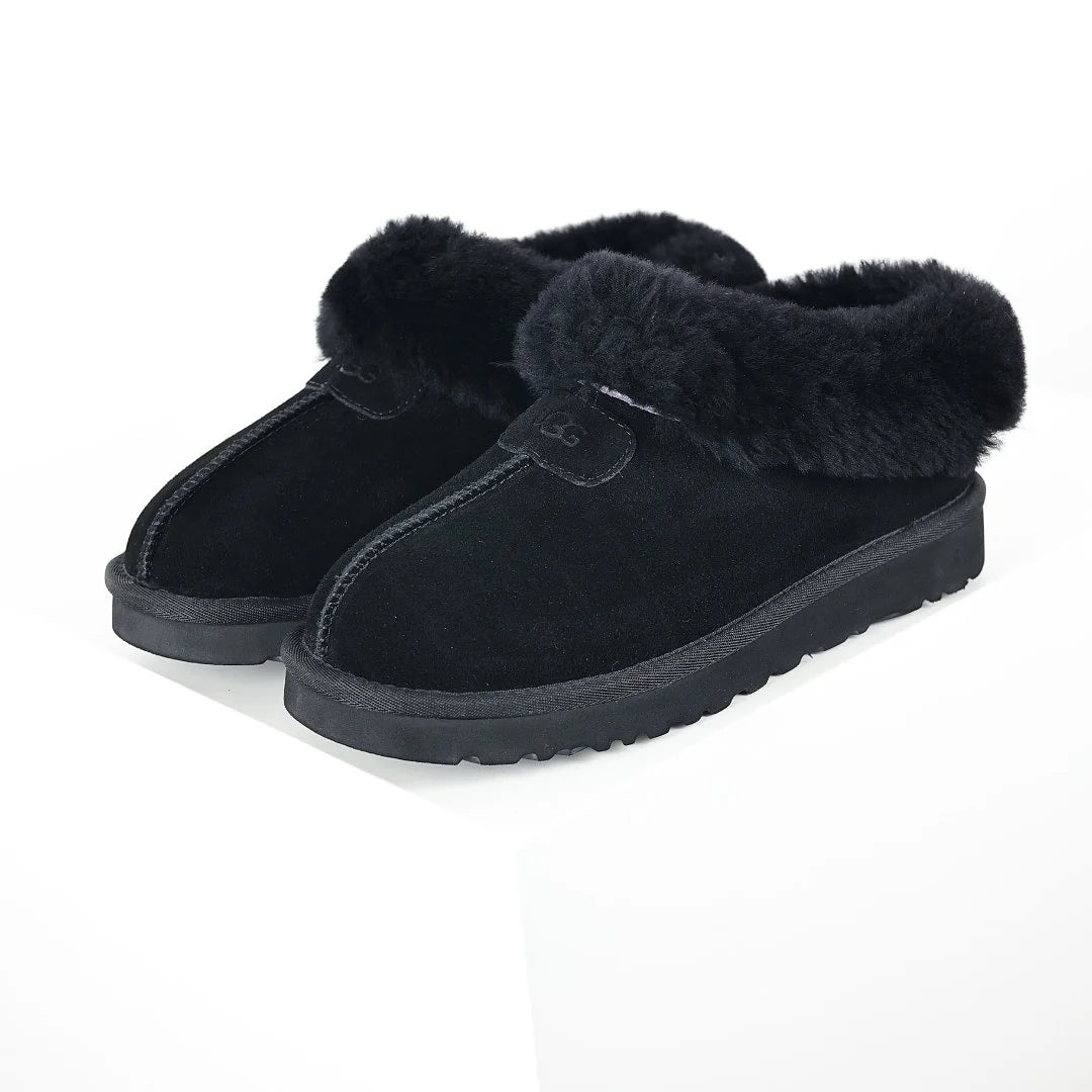 UGG Tazz Slipper – Black | Shearling-Lined Women's Moc-Toe Slip-On
