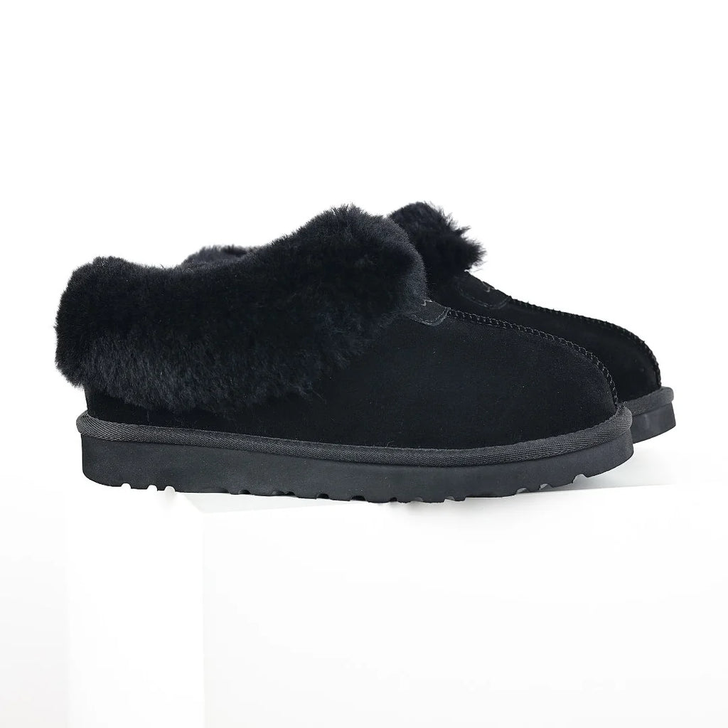 UGG Tazz Slipper – Black | Shearling-Lined Women's Moc-Toe Slip-On