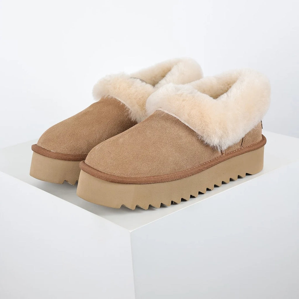 UGG Classic Mini Platform Boot – Chestnut | Fluffy Shearling Collar Women's Warm-Lined Boot