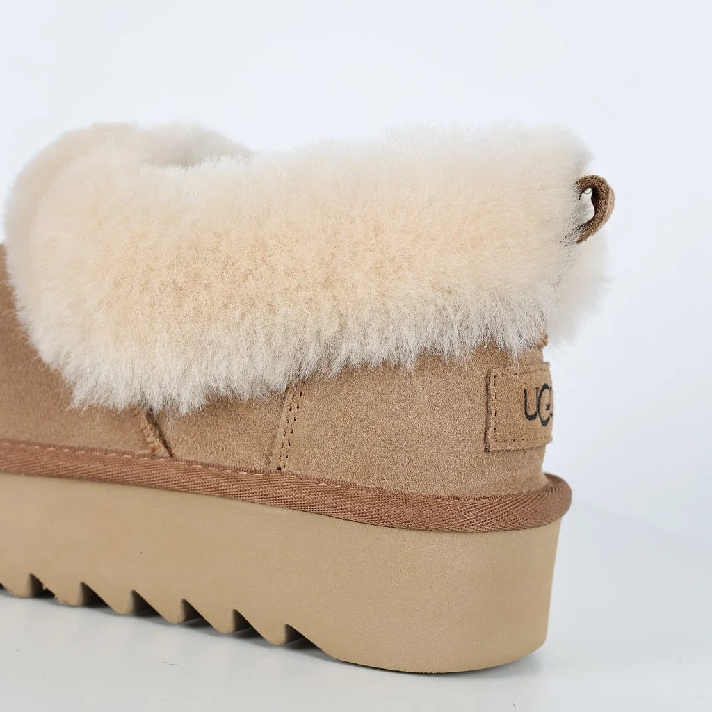 UGG Classic Mini Platform Boot – Chestnut | Fluffy Shearling Collar Women's Warm-Lined Boot