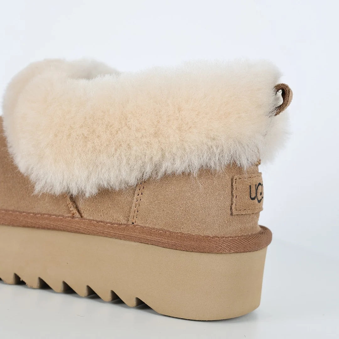 UGG Classic Mini Platform Boot – Chestnut | Fluffy Shearling Collar Women's Warm-Lined Boot