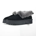 UGG Classic Ultra Mini Platform Boot – Black & Grey | Overflowing Grey Shearling-Cuff Women's Platform Ankle Boot