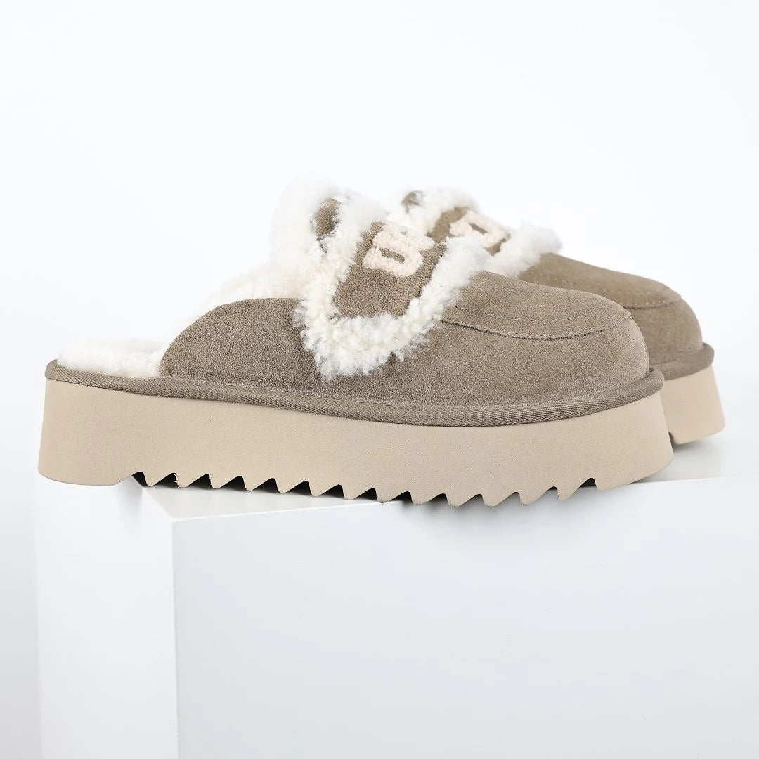 UGG Logo Plush Platform Mule – Sherpa-Lined Women's Platform Slippers