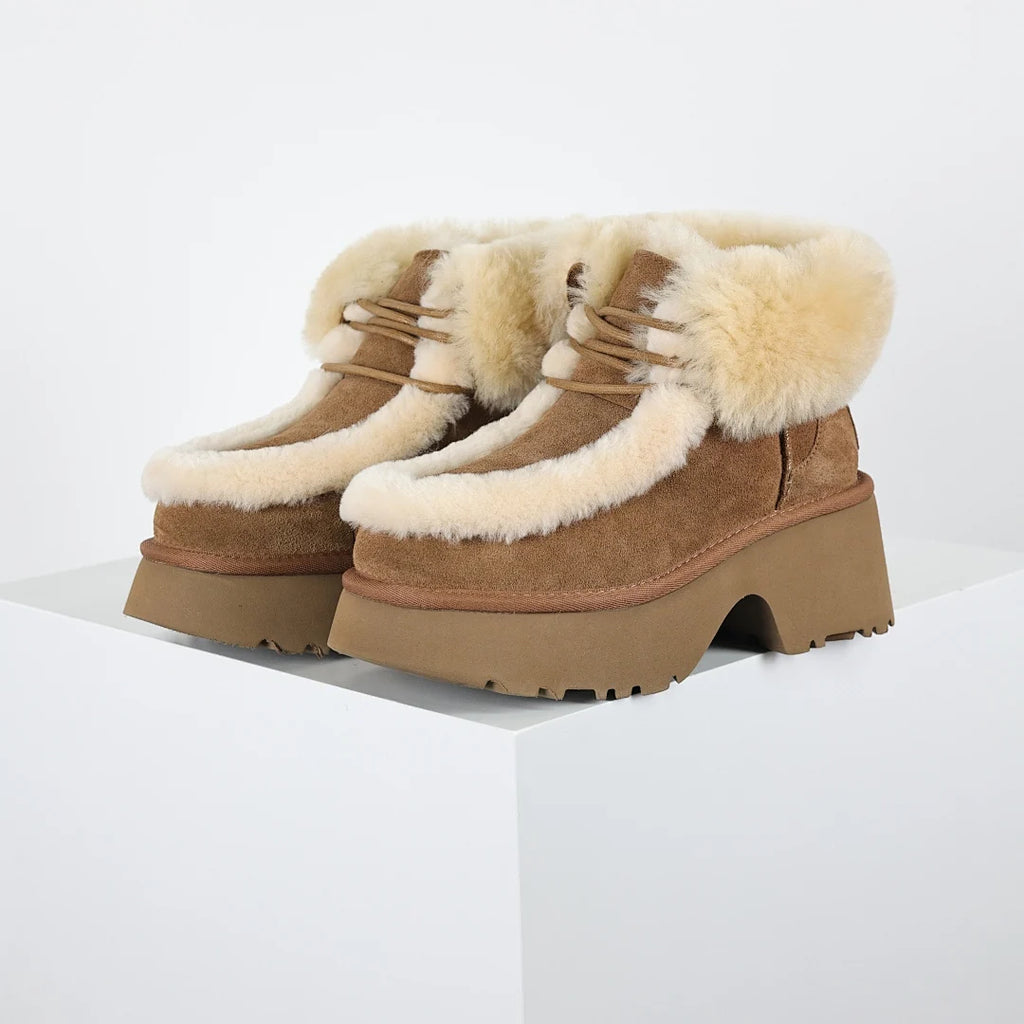 UGG Shearling-Trim Platform Snow Boot – Chestnut | 6cm Platform Women's Statement Winter Boot