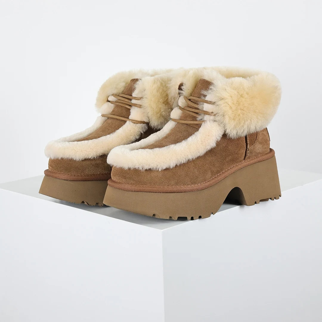 UGG Shearling-Trim Platform Snow Boot – Chestnut | 6cm Platform Women's Statement Winter Boot