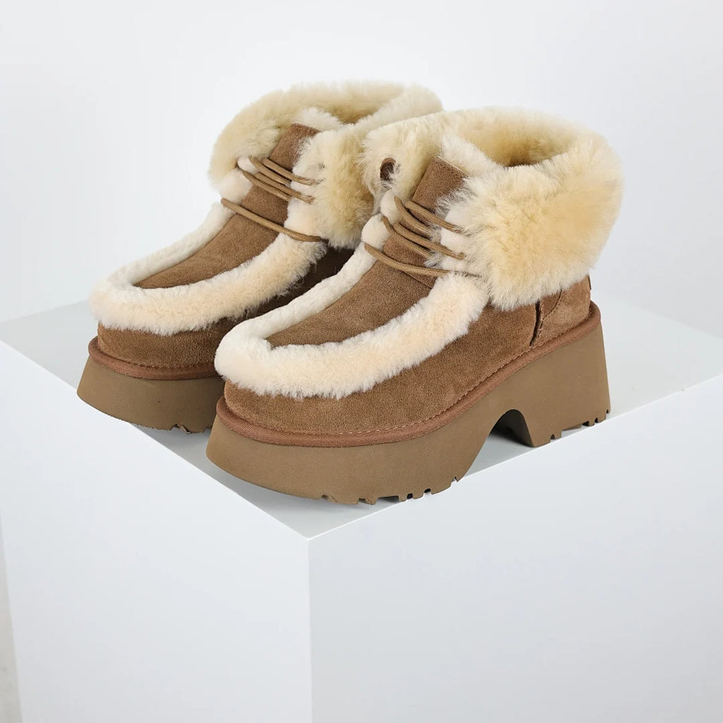 UGG Shearling-Trim Platform Snow Boot – Chestnut | 6cm Platform Women's Statement Winter Boot