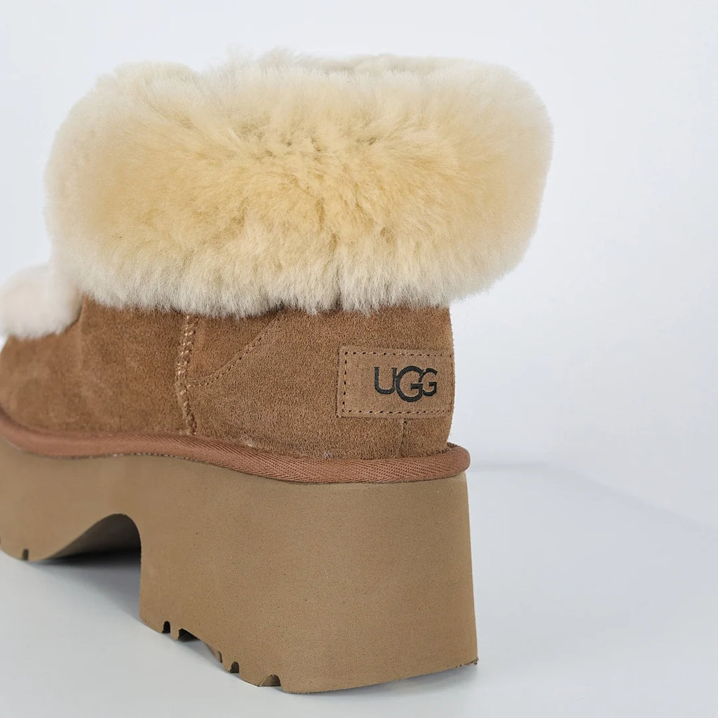 UGG Shearling-Trim Platform Snow Boot – Chestnut | 6cm Platform Women's Statement Winter Boot