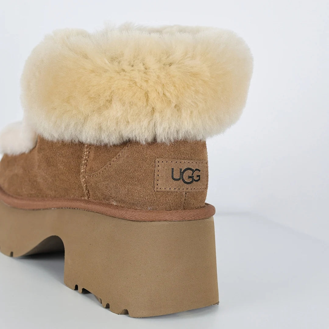 UGG Shearling-Trim Platform Snow Boot – Chestnut | 6cm Platform Women's Statement Winter Boot