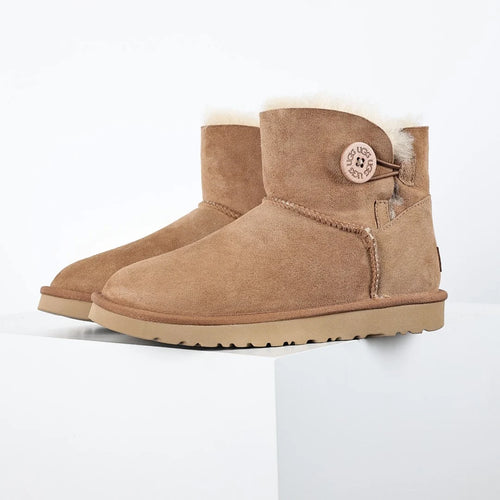 UGG Bailey Button Mini Boot – Chestnut | Shearling-Lined Women's Ankle Boot