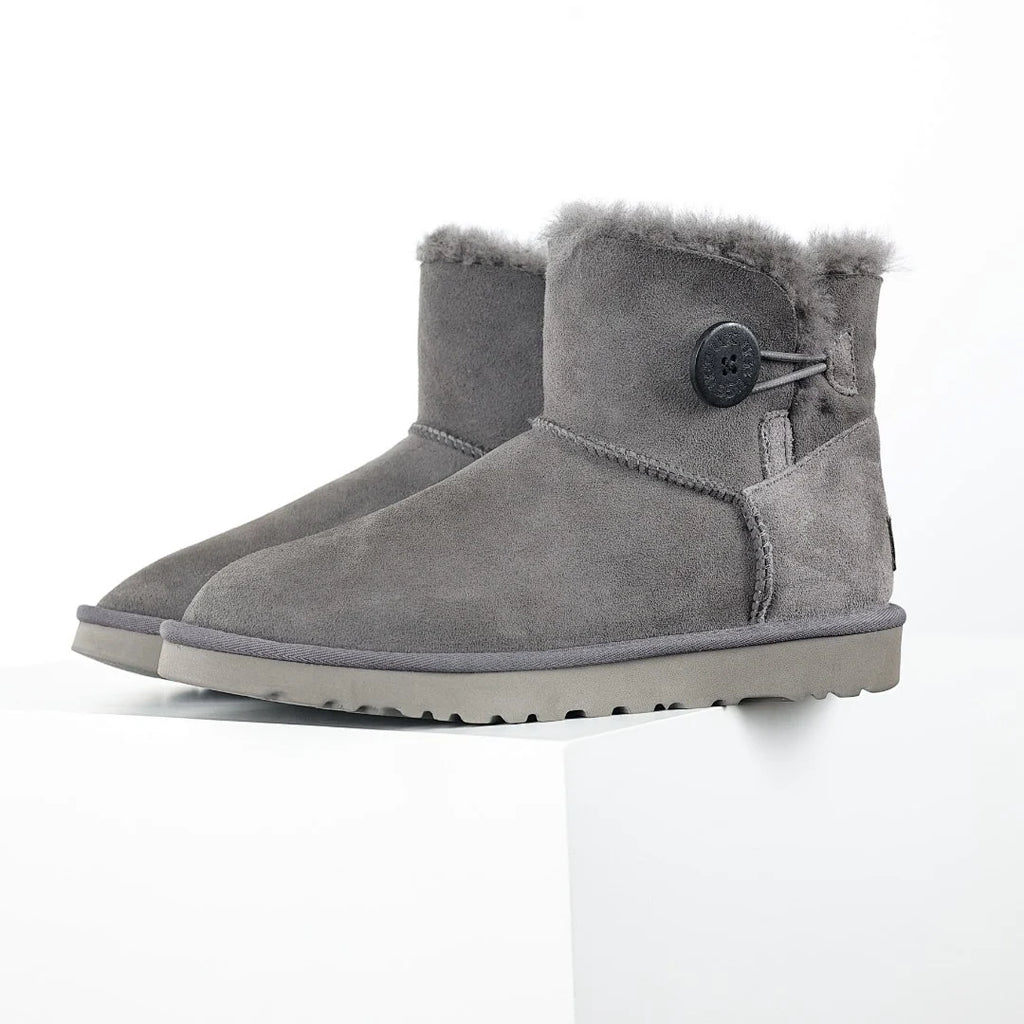UGG Bailey Button Mini Boot – Grey | Shearling-Lined Women's Ankle Boot