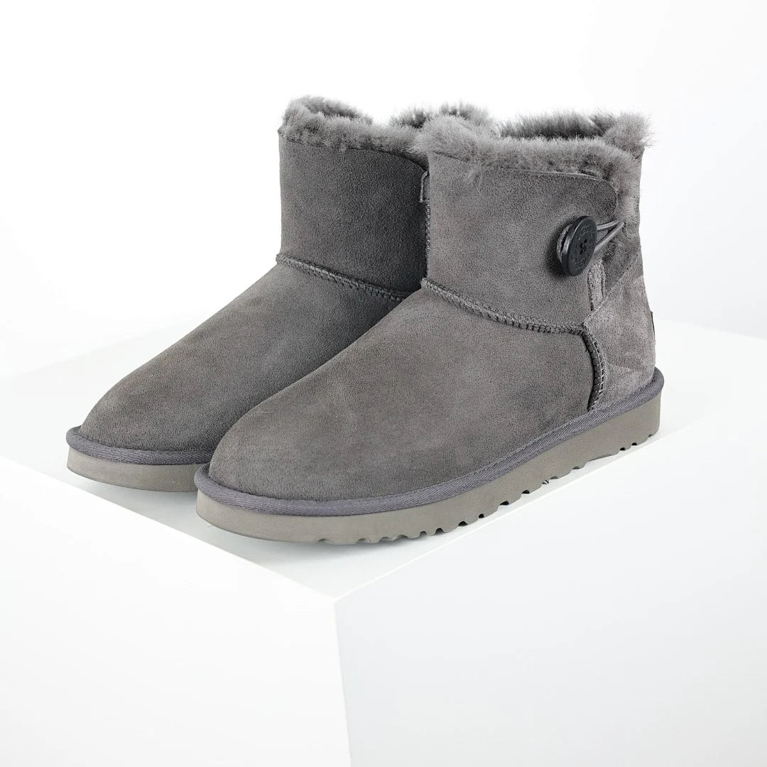 UGG Bailey Button Mini Boot – Grey | Shearling-Lined Women's Ankle Boot
