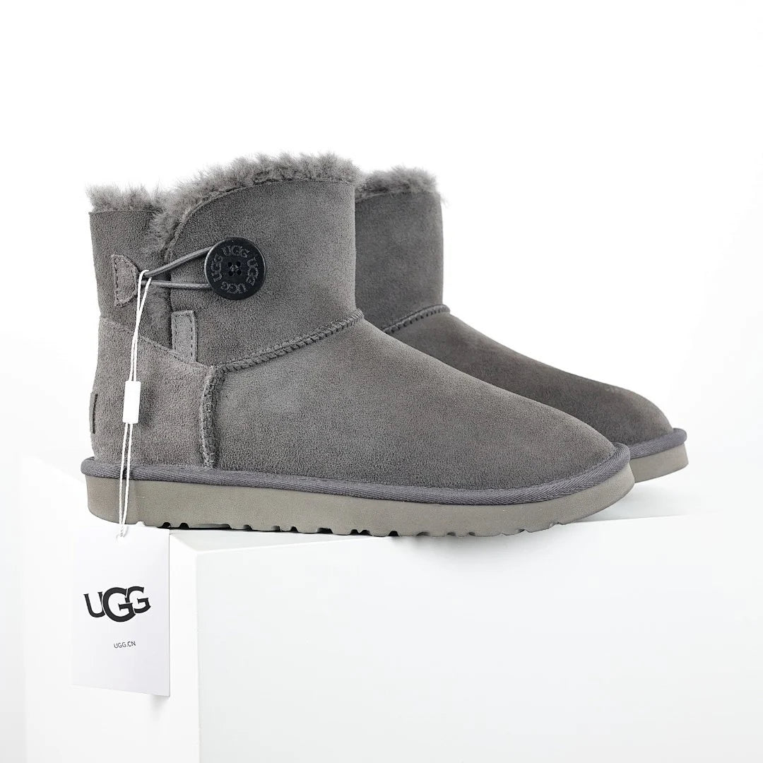 UGG Bailey Button Mini Boot – Grey | Shearling-Lined Women's Ankle Boot