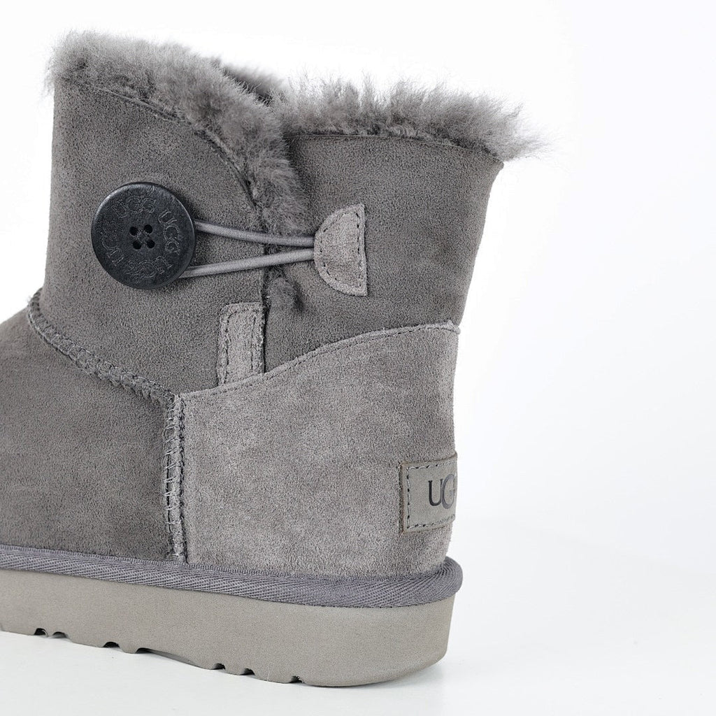 UGG Bailey Button Mini Boot – Grey | Shearling-Lined Women's Ankle Boot