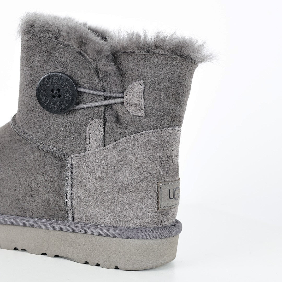 UGG Bailey Button Mini Boot – Grey | Shearling-Lined Women's Ankle Boot