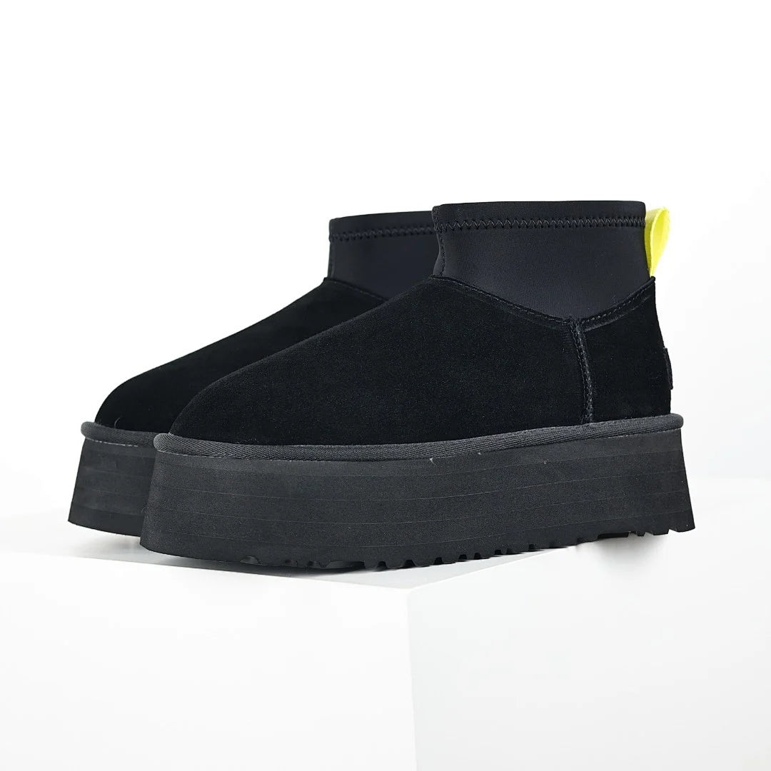 UGG Classic Mini Platform Boot – Black | 5cm Platform Women's Ankle Boot with Stretch Cuff