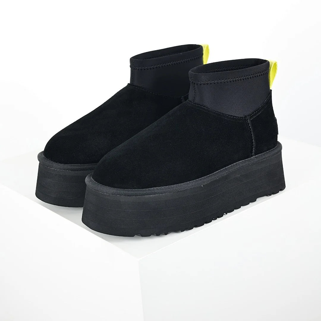 UGG Classic Mini Platform Boot – Black | 5cm Platform Women's Ankle Boot with Stretch Cuff