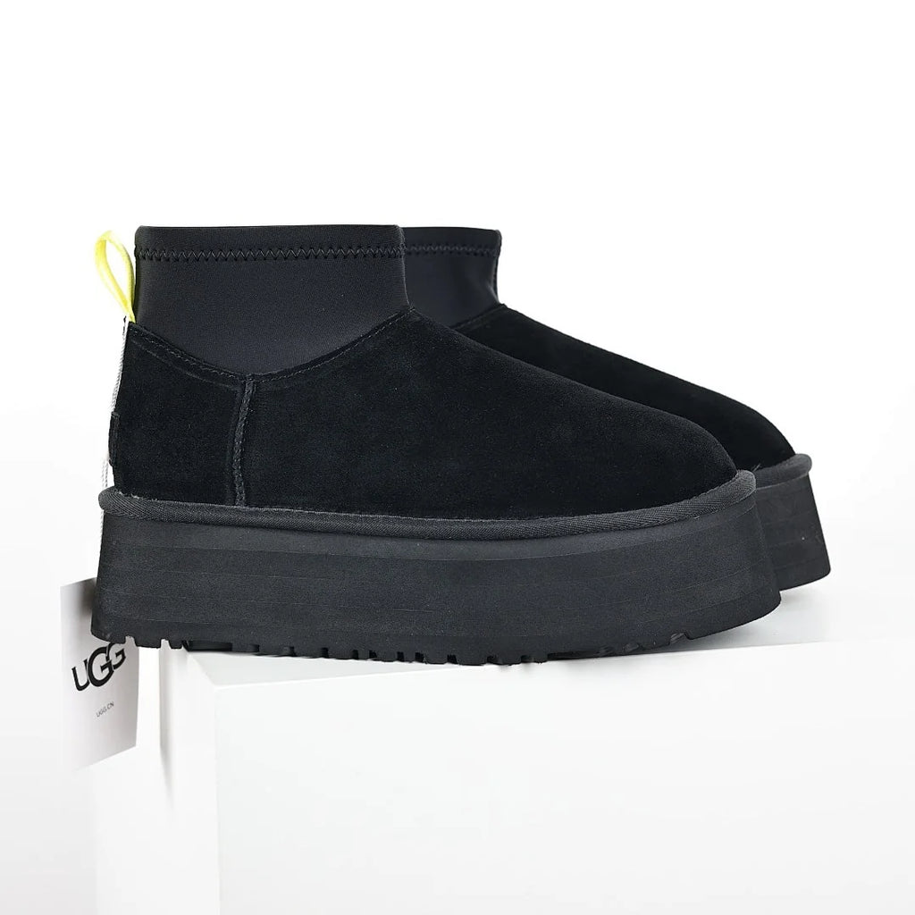 UGG Classic Mini Platform Boot – Black | 5cm Platform Women's Ankle Boot with Stretch Cuff