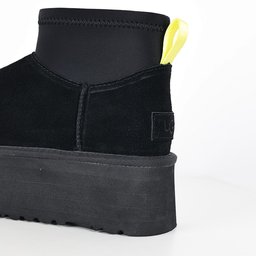UGG Classic Mini Platform Boot – Black | 5cm Platform Women's Ankle Boot with Stretch Cuff