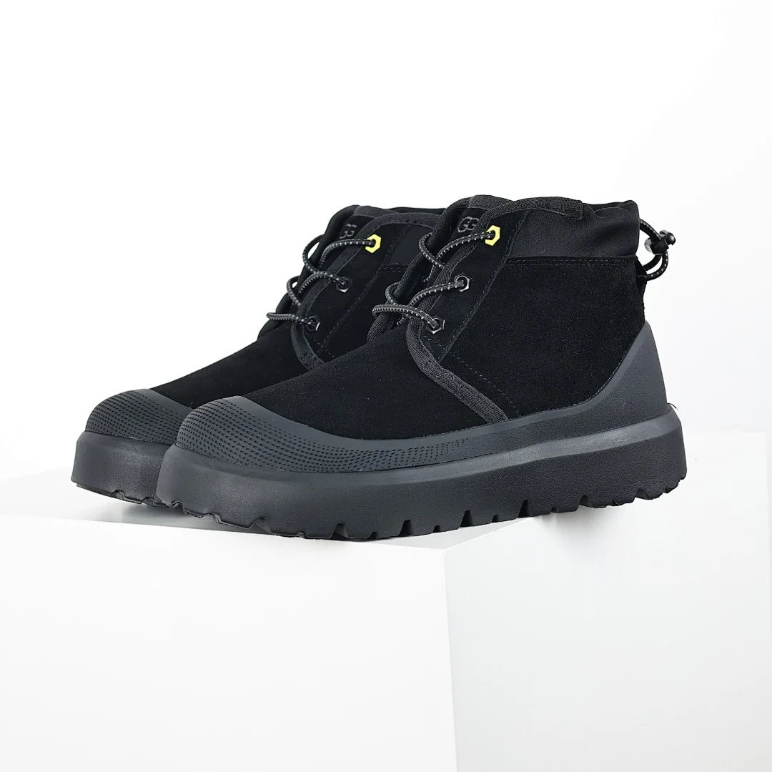 UGG Neumel Weather Hybrid Boot – Black | Neon Yellow Aglet Lace-Up All-Terrain Unisex Chukka