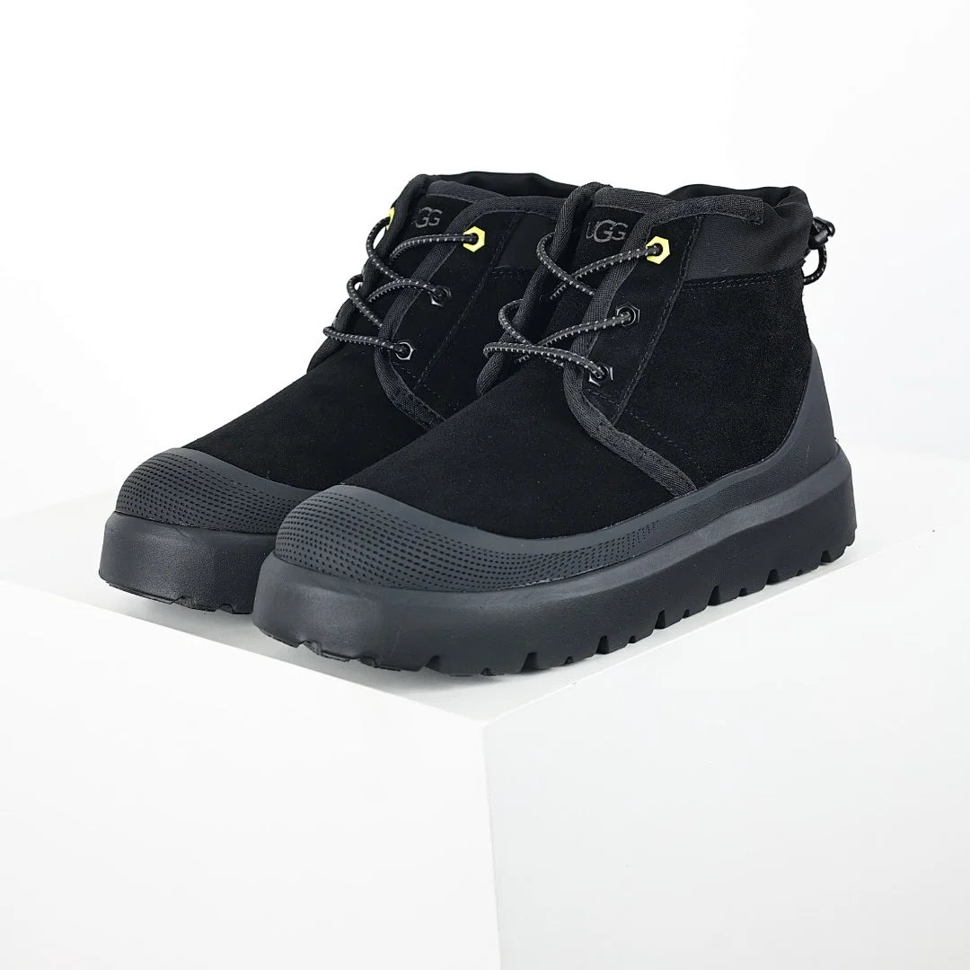 UGG Neumel Weather Hybrid Boot – Black | Neon Yellow Aglet Lace-Up All-Terrain Unisex Chukka