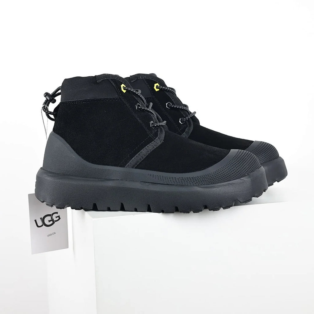 UGG Neumel Weather Hybrid Boot – Black | Neon Yellow Aglet Lace-Up All-Terrain Unisex Chukka