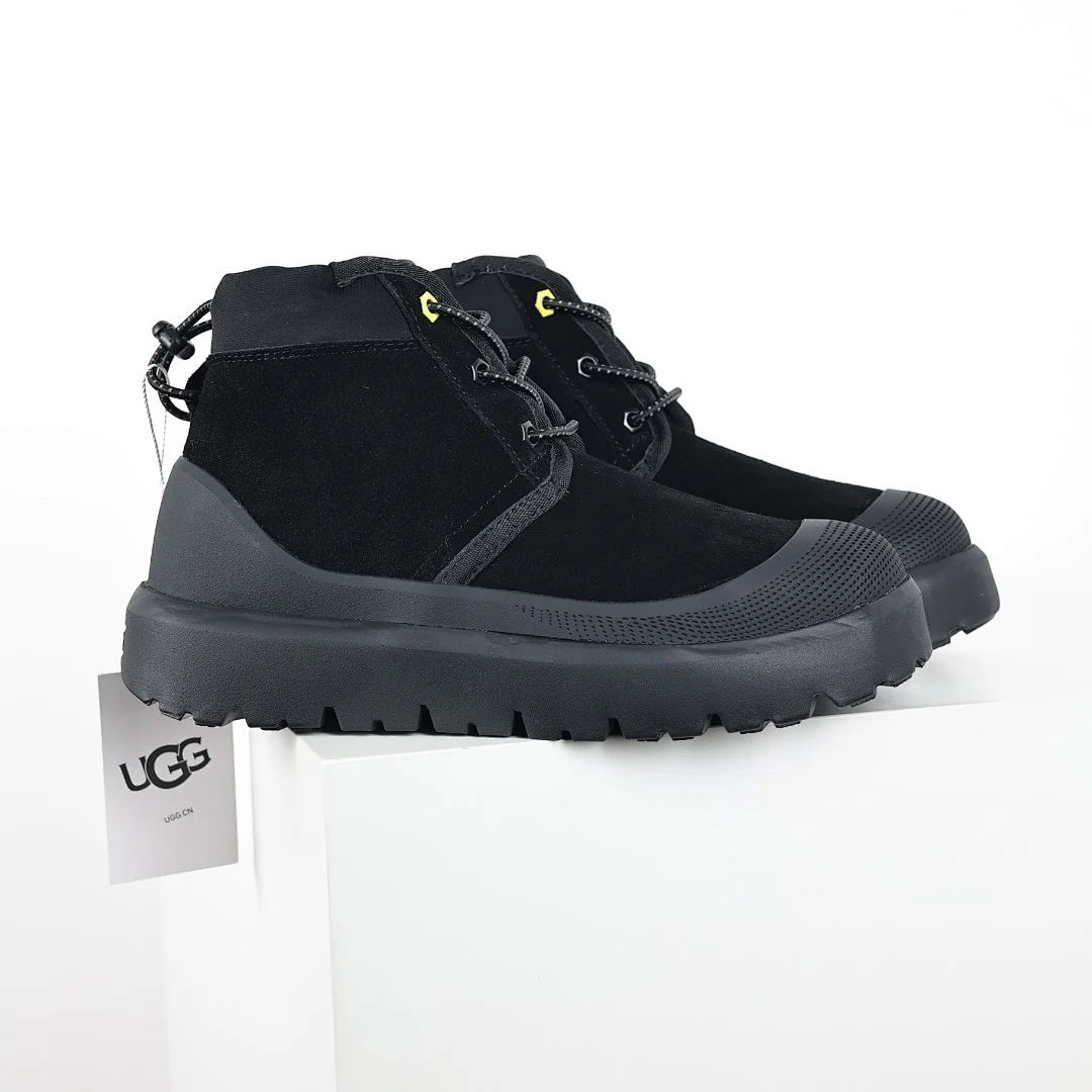 UGG Neumel Weather Hybrid Boot – Black | Neon Yellow Aglet Lace-Up All-Terrain Unisex Chukka
