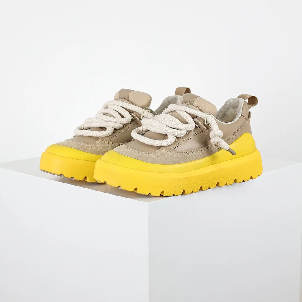 UGG Lowmel Sneaker – Taupe & Neon Yellow | Men's Chunky Platform Lace-Up Sneaker