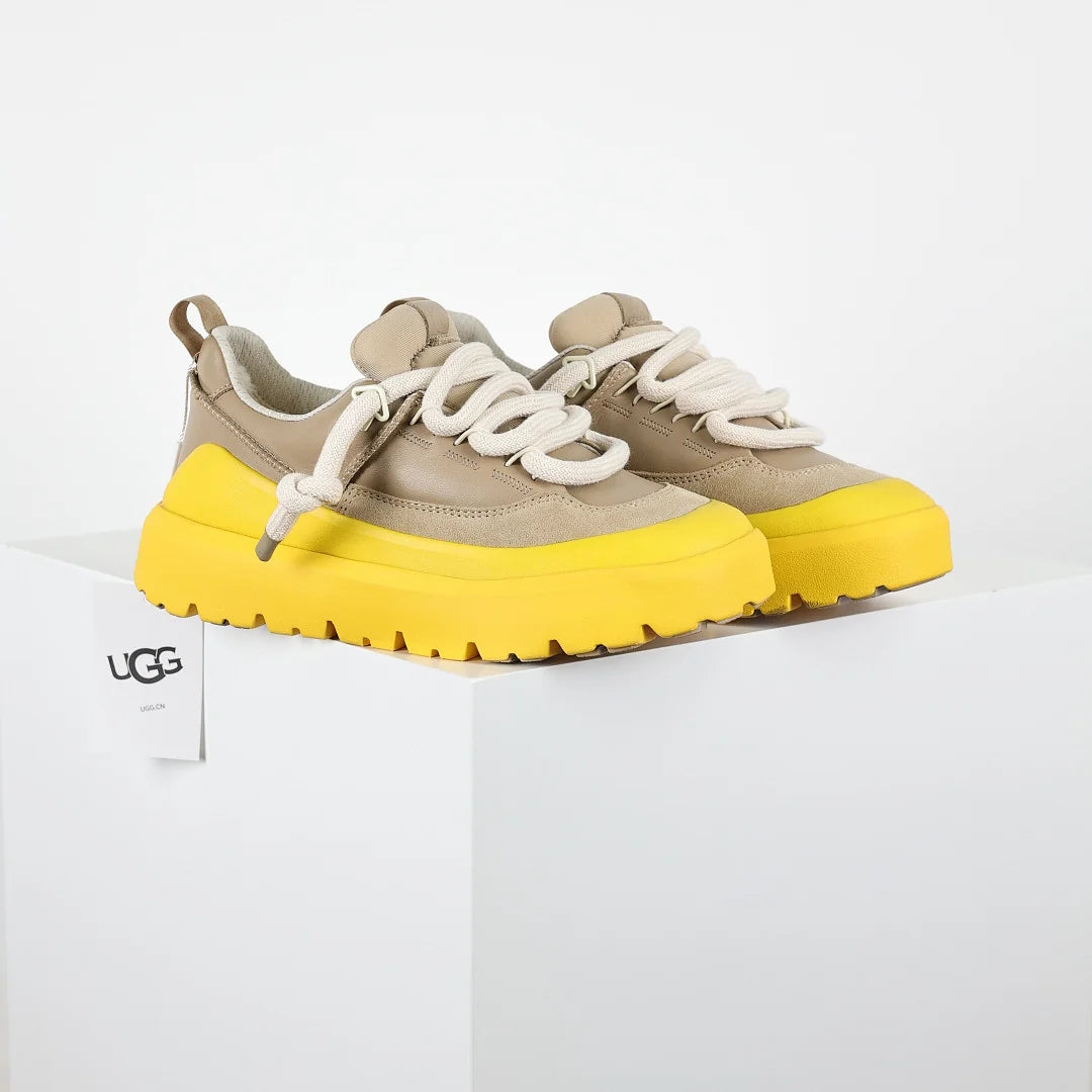 UGG Lowmel Sneaker – Taupe & Neon Yellow | Men's Chunky Platform Lace-Up Sneaker