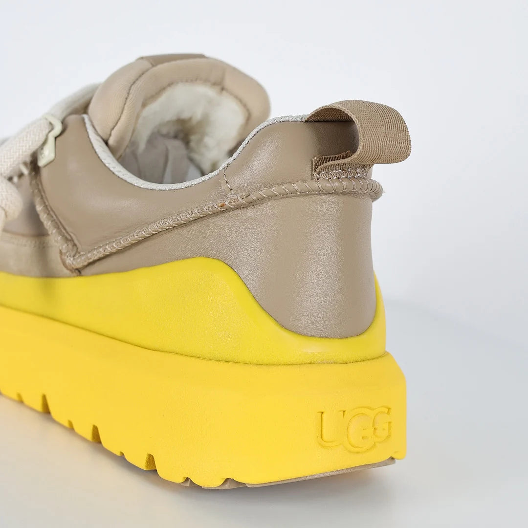 UGG Lowmel Sneaker – Taupe & Neon Yellow | Men's Chunky Platform Lace-Up Sneaker