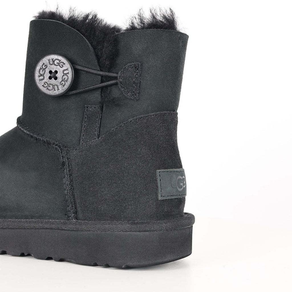 UGG Bailey Button Mini Boot – Black | Shearling-Lined Women's Ankle Boot