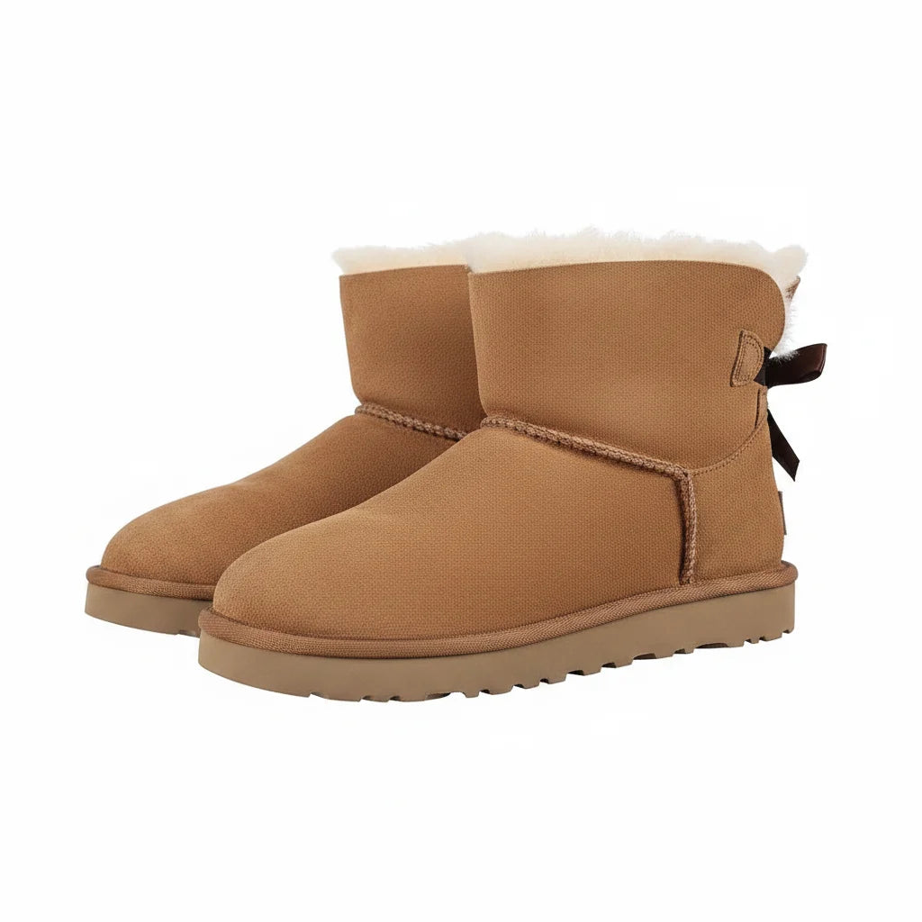 UGG Bailey Bow Mini Snow Boots – Chestnut | Warm-Lined Women's Ankle Boots