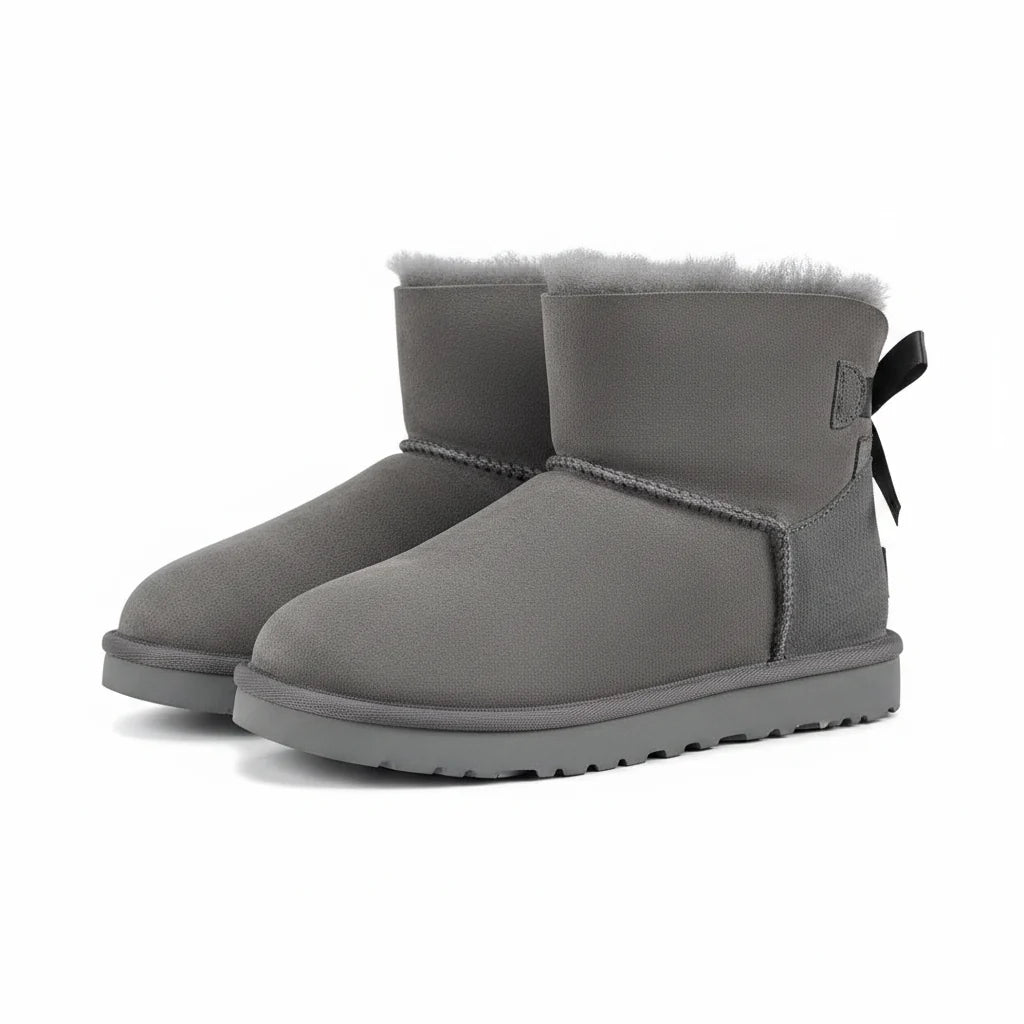 UGG Bailey Bow Mini Snow Boots – Grey | Warm-Lined Women's Winter Boots
