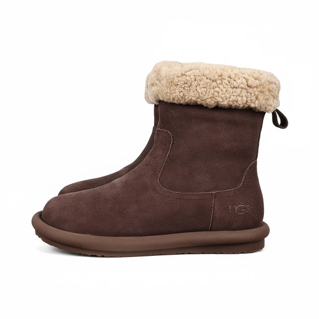 UGG Curly Shearling Cuff Snow Boot – Mahogany Suede | Warm-Lined Women's Winter Boot