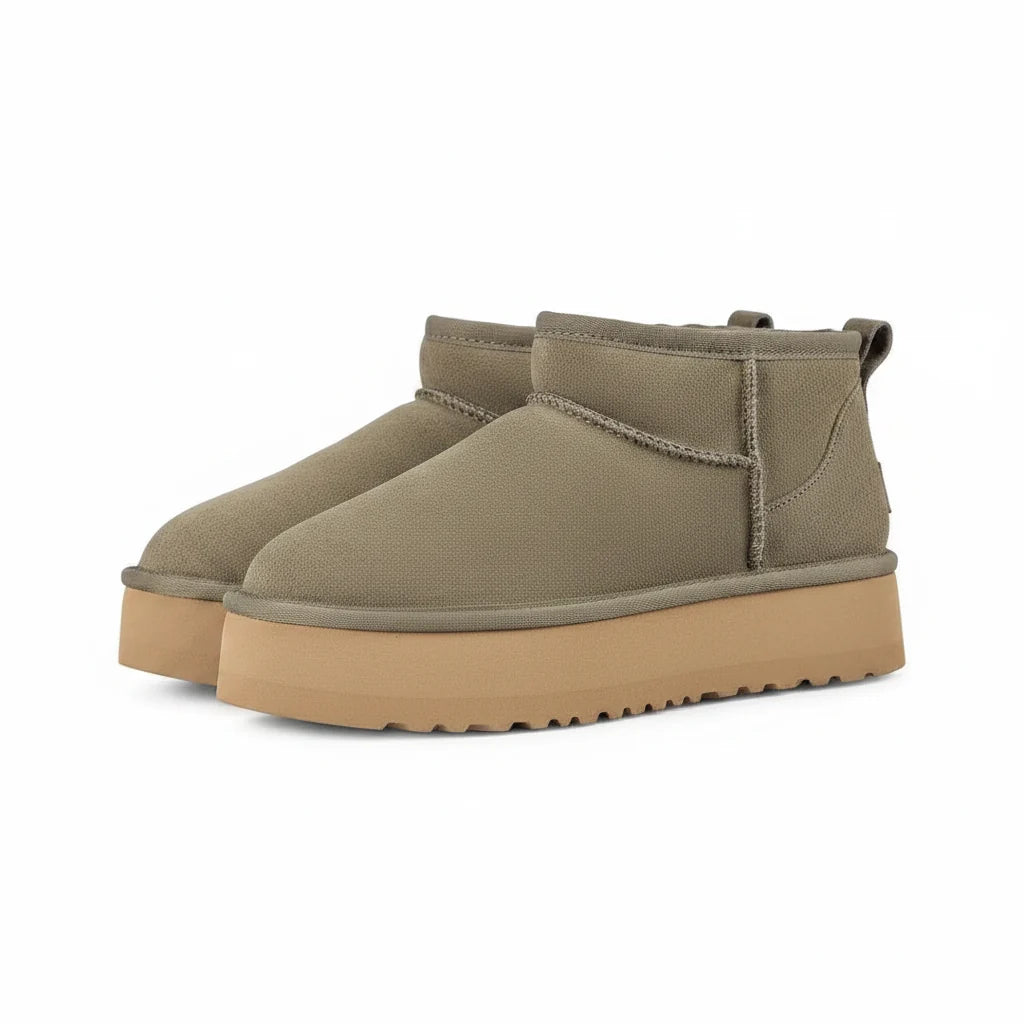 UGG Classic Ultra Mini Platform Boot – Olive Suede | Warm-Lined Women's Winter Boot
