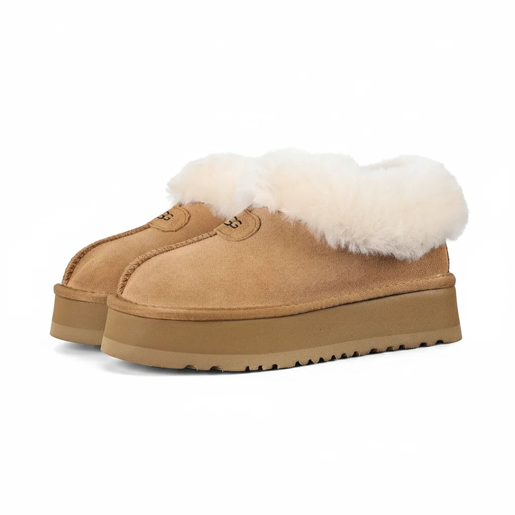 UGG Tazz Platform Mule Slippers – Chestnut | Warm-Lined Women's Shearling Clogs
