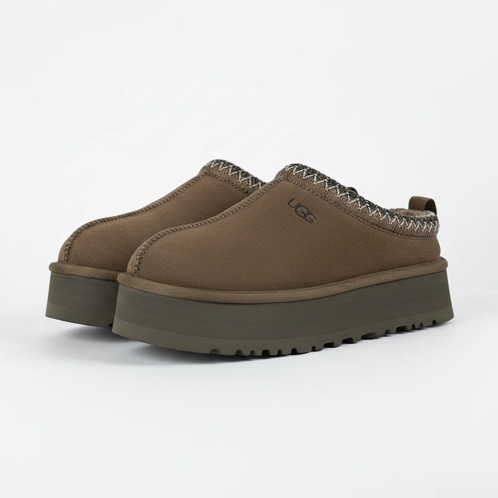 UGG Tazz Platform Slipper – Burnt Olive | Zigzag Whipstitch Women's Closed-Toe Platform Slip-On